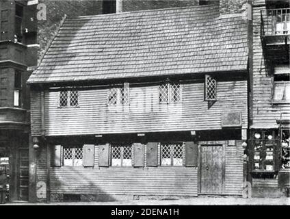 Das Paul Revere House, war die koloniale Heimat des amerikanischen Patrioten Paul Revere während der amerikanischen Revolution. Ein nationales historisches Wahrzeichen. Stockfoto