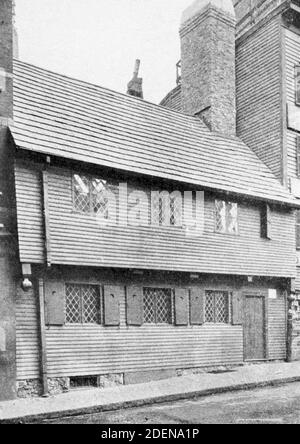 Das Paul Revere House, war die koloniale Heimat des amerikanischen Patrioten Paul Revere während der amerikanischen Revolution. Ein nationales historisches Wahrzeichen. Stockfoto