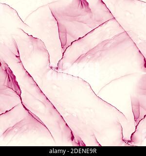 Alkoholtinte rosa nahtloser Hintergrund. Bunte abstrakte Malerei Hintergrund. Fließflüssigkeit Aquarell Farbe Spritzer Effekt Illustration. Nahaufnahme des p Stockfoto