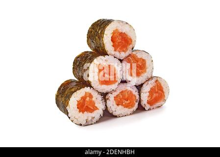 Set von Maki-Rollen auf weiß Stockfoto