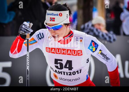 Marit Bjørgen (Bjorgen, Bjoergen), norwegisches Damen-Ski-Team, im 10-K-Klassiker bei den FIS Nordischen Ski-Weltmeisterschaften 2017 in Lahti, Finnland. Stockfoto