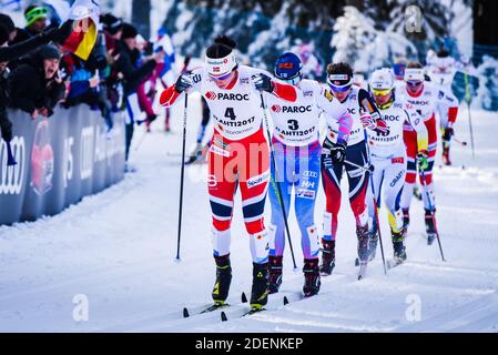 Marit Bjørgen (Bjorgen, Bjoergen), norwegisches Damen-Ski-Team, tritt 2017 bei den FIS Nordischen Skiweltmeisterschaften in Lahti, Finnland, im Skisathlon an. Stockfoto