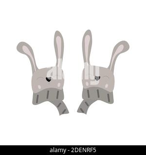 Weihnachten Kaninchen, niedlichen Hasen, Hasen im Winter Schal, Illustration Stock Vektor