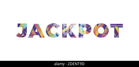 Das Wort JACKPOT Konzept in bunten Retro-Formen und Farben Illustration geschrieben. Stock Vektor