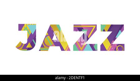 Das Wort JAZZ Konzept in bunten Retro-Formen und Farben Illustration geschrieben. Stock Vektor