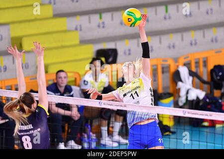 Scandicci, Florenz, Italien. 1. Dez, 2020. scandicci, florenz, Italien, Palazzetto dello Sport, 01 Dez 2020, Hayley Spelman (SSC Palmberg Schwerin) während SSC Palmberg Schwerin vs Developres SkyRzeszow - CEV Champions League Frauen Volleyball Spiel Kredit: Lisa Guglielmi/LPS/ZUMA Wire/Alamy Live News Stockfoto