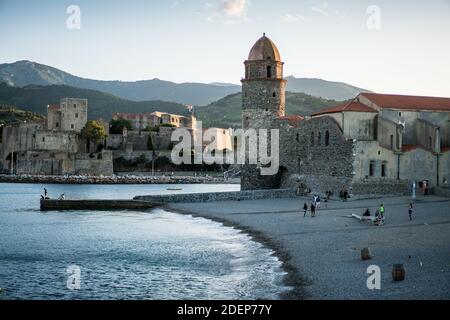 Hafen in der Collioure, Frankreich, Europa. Stockfoto