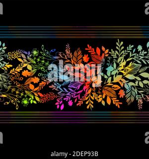 Nahtlos florales mehrfarbiges Muster mit Schmetterlingen. Vektorgrafik Stock Vektor