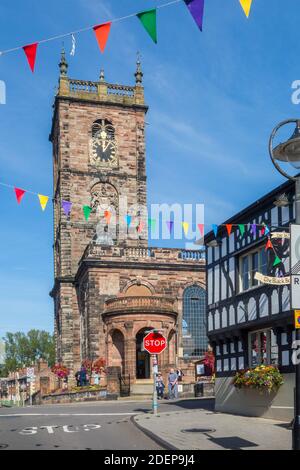 St. Alkmunds Pfarrkirche in der Marktstadt Shropshire Whitchurch Stockfoto