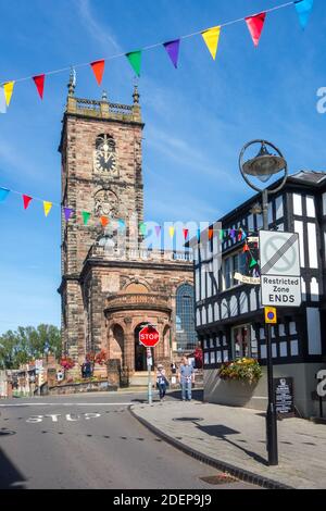 St. Alkmunds Pfarrkirche in der Marktstadt Shropshire Whitchurch Stockfoto