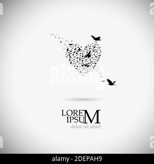 Das Herz der Vögel. T-Shirt-Druck. Vektorgrafik Stock Vektor