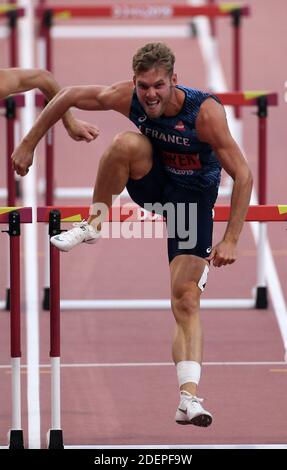 Kevin Mayer tritt am 3. Oktober 2019 bei den IAAF Leichtathletik-Weltmeisterschaften im Khalifa-Stadion in Doha, Katar, im Zehnkampf an. Kevin Mayer, der Titelverteidiger im Zehnkampf der Männer, zog am Donnerstag verletzungsbedingt aus der WM. Mayer, 27, führte den Wettbewerb nach sieben Veranstaltungen an. Er zog sich kurz vor dem Stabhochsprung zurück und zitierte ein Problem mit seinem achilles. Foto von Giuliano Bevilacqua/ABACAPRESS.COM Stockfoto