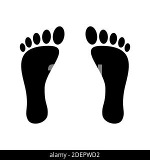 Einfache Fußabdrücke mit Symbol für linke und rechte Füße. Vektorbild. Stock Vektor