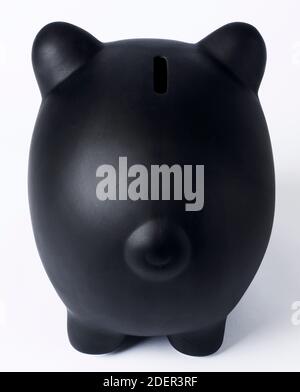 Schwarze Keramik Sparschwein Stockfoto
