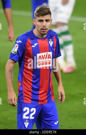 Sevilla, 30/11/2020. Primera Division Spanische Liga. Liga. Benito-Villamarín-Stadion. Real Betis - SD Eibar. Alejandro Pozo (Eibar) während des Spiels. Fotograf: Juan José Úbeda/PROSHOTS. Kredit: Pro Shots/Alamy Live Nachrichten Stockfoto