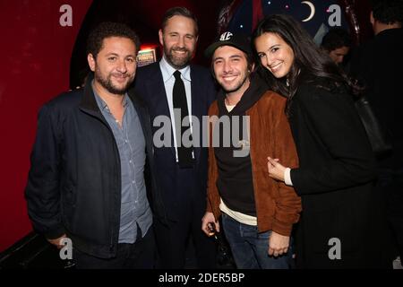 Exclusif - Azzeddine Ahmed-chaouch, Marc Beaugé, Etienne Carbonnier et Lilia Hassaine lors de la soirée de lancement du 3e numéro du Magazine L'Etiquette, chez Castel a Paris, France le 23 Octobre 2019. Foto von Jerome Domine/ABACAPRESS.COM Stockfoto