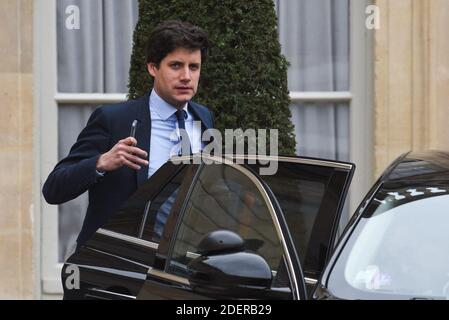 Der französische Minister für Städte und Wohnungswesen Julien Denormandie verlässt am 30. Oktober 2019 den Elysée-Palast in Paris. Foto von Julie Sebadelha/ABACAPRESS.COM Stockfoto