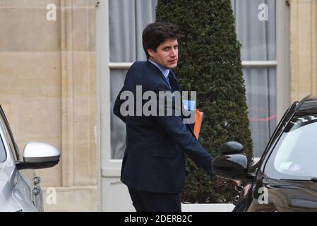 Der französische Minister für Städte und Wohnungswesen Julien Denormandie verlässt am 30. Oktober 2019 den Elysée-Palast in Paris. Foto von Julie Sebadelha/ABACAPRESS.COM Stockfoto