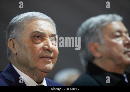 Ali Benflis hält am 10. November 2019 eine Pressekonferenz in Algier, Algerien, ab. Ali Benflis ist einer der fünf Kandidaten für die bevorstehenden Präsidentschaftswahlen im Dezember. Foto von Ammi Louiza/ABACAPRESS.COM Stockfoto