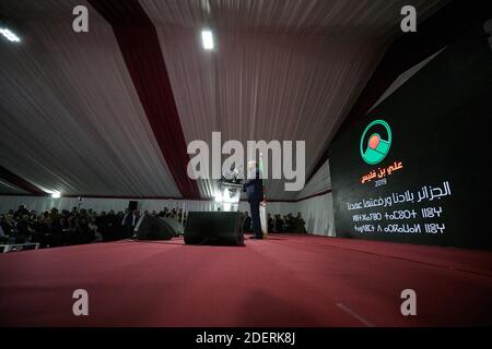 Ali Benflis hält am 10. November 2019 eine Pressekonferenz in Algier, Algerien, ab. Ali Benflis ist einer der fünf Kandidaten für die bevorstehenden Präsidentschaftswahlen im Dezember. Foto von Ammi Louiza/ABACAPRESS.COM Stockfoto