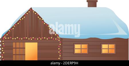 Holzhaus mit Schnee in Dach Vektor Illustration Design Stock Vektor