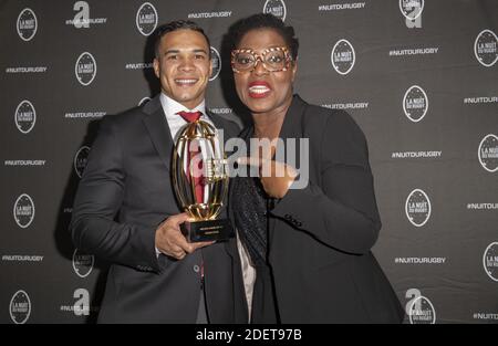 Cheslin Kolbe (Beste Top 14 Spieler) Claudia Tagbo Teilnahme an der Rugby Night 2019, im Olympia Theater, am 25. November 2019, Paris, Frankreich. Foto von Loic Baratoux/ABACAPRESS.COM Stockfoto