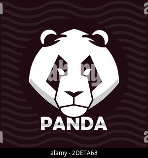 Bär Panda Kopf Tier Emblem Symbol und Schriftzug Vektor Illustration Design Stock Vektor