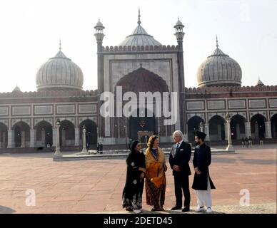 König Carl XVI Gustaf und Königin Silvia besuchen am 2. Dezember 2019 die Jama Masjid Moschee in den alten Vierteln von Neu Delhi, Indien. Foto von Anshuman Akash/ABACAPRESS.COM Stockfoto