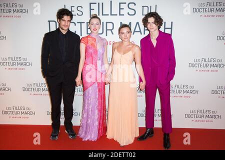 Louis Garrel, Saoirse Ronan, Greta Gerwig, Florence Pugh und Timothee Chalamet besuchen die 'Little Women' 'Les Filles du Docteur March' Premiere im Cinema Gaumont Marignan in Paris, Frankreich am 12. Dezember 2019. Foto von Nasser Berzane/ABACAPRESS.COM Stockfoto