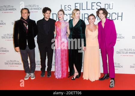 Alexandre Desplat, Louis Garrel, Saoirse Ronan, Greta Gerwig, Florence Pugh und Timothee Chalamet besuchen die 'Little Women' 'Les Filles du Docteur March' Premiere im Cinema Gaumont Marignan in Paris, Frankreich am 12. Dezember 2019. Foto von Nasser Berzane/ABACAPRESS.COM Stockfoto