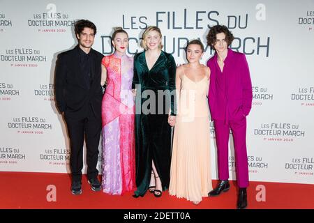 Louis Garrel, Saoirse Ronan, Greta Gerwig, Florence Pugh und Timothee Chalamet besuchen die 'Little Women' 'Les Filles du Docteur March' Premiere im Cinema Gaumont Marignan in Paris, Frankreich am 12. Dezember 2019. Foto von Nasser Berzane/ABACAPRESS.COM Stockfoto