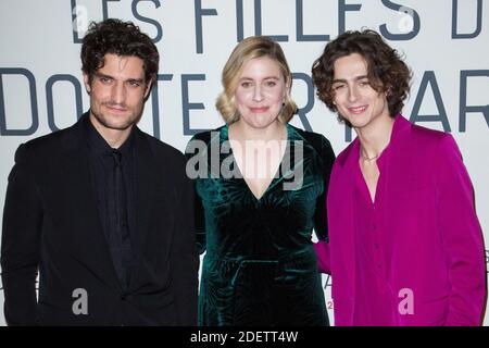 Louis Garrel, Greta Gerwig, Timothee Chalamet besuchen die 'Little Women' 'Les Filles du Docteur March' Premiere im Cinema Gaumont Marignan in Paris, Frankreich am 12. Dezember 2019. Foto von Nasser Berzane/ABACAPRESS.COM Stockfoto