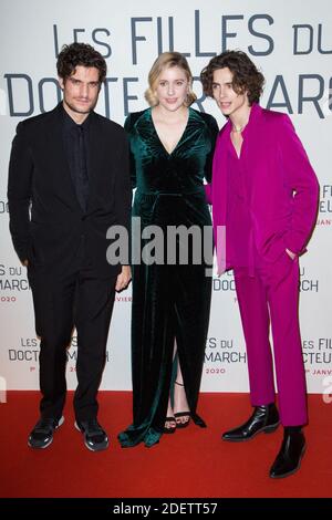 Louis Garrel, Greta Gerwig, Timothee Chalamet besuchen die 'Little Women' 'Les Filles du Docteur March' Premiere im Cinema Gaumont Marignan in Paris, Frankreich am 12. Dezember 2019. Foto von Nasser Berzane/ABACAPRESS.COM Stockfoto