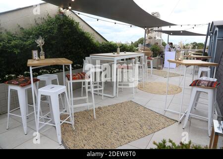 Wiedereröffnung des Hotel de Crillon Rooftop 'Bonsoir Paris' nach monatelanger Schließung wegen Covid-19 Pandemie in Paris, am 24. August 2020 Frankreich. Foto von Jerome Domine/ABACAPRESS.COM Stockfoto