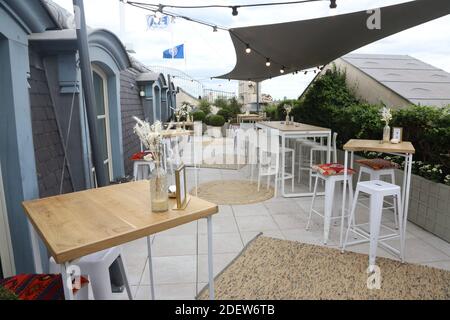 Wiedereröffnung des Hotel de Crillon Rooftop 'Bonsoir Paris' nach monatelanger Schließung wegen Covid-19 Pandemie in Paris, am 24. August 2020 Frankreich. Foto von Jerome Domine/ABACAPRESS.COM Stockfoto