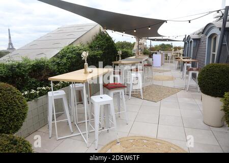 Wiedereröffnung des Hotel de Crillon Rooftop 'Bonsoir Paris' nach monatelanger Schließung wegen Covid-19 Pandemie in Paris, am 24. August 2020 Frankreich. Foto von Jerome Domine/ABACAPRESS.COM Stockfoto