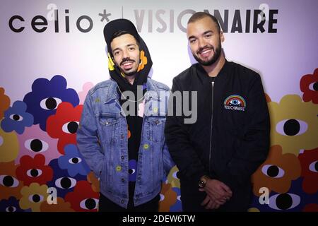 Exclusif - Big Flo & Oli lors du lancement de la collab celio X Visionnaire, la marque de vetement du groupe de Rap Big Flo & Oli a Paris, France, le 07 September 2020. Foto von Jerome Domine/ABACAPRESS.COM Stockfoto