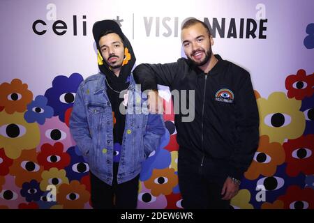 Exclusif - Big Flo & Oli lors du lancement de la collab celio X Visionnaire, la marque de vetement du groupe de Rap Big Flo & Oli a Paris, France, le 07 September 2020. Foto von Jerome Domine/ABACAPRESS.COM Stockfoto