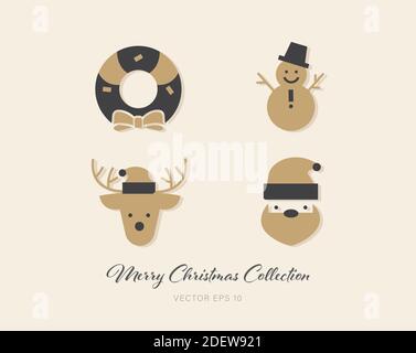 Schöne Weihnachten Gold und dunkelgrau Thema flach Icon Pack Von 4 Designs auf cremefarbenem Hintergrund Stock Vektor