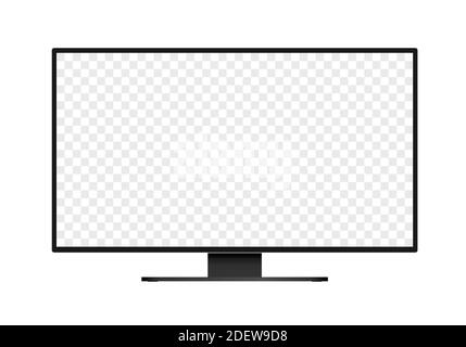 Flache Design-Abbildung des Monitors für Computer oder Fernseher. Schwarzer Rahmen mit leerem weißen Bildschirm zum Hinzufügen von Text oder Bild. Isoliert auf weißem Hintergrund Stock Vektor