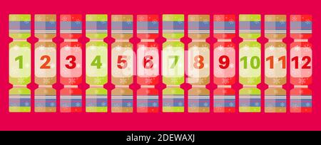 12 Tage Weihnachten Cracker Vektor-Illustration Stock Vektor