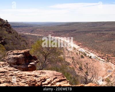 Blick auf den Murchison River vom Loop Lookout, Kalbarri National Park, Western Australia. Stockfoto