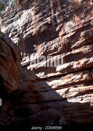 Gemusterte Sandsteinklippen auf dem Gorge Trail, Z Bend, Kalbarri National Park, Western Australia. Stockfoto