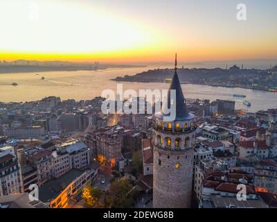 Luftaufnahme des Galata Turms von istanbul Türkei Stockfoto