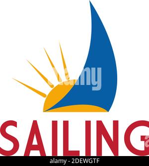 Vector Zeichen Segelschiff, Sonne und Boot Stock Vektor