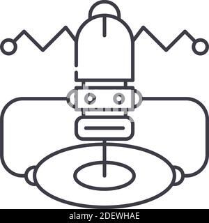 Mikrorobotik Symbol, lineare isolierte Illustration, dünne Linie Vektor, Web-Design-Zeichen, Umriss Konzept Symbol mit editierbarer Kontur auf weißem Hintergrund. Stock Vektor