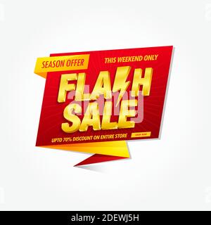 Flash Verkauf Banner Design-Vorlage mit 3d-Vektor-Text isoliert Auf weißem Hintergrund Stock Vektor