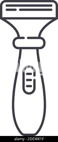 Men Rasiermesser Symbol, lineare isolierte Illustration, dünne Linie Vektor, Web-Design-Zeichen, Kontur Konzept Symbol mit editierbaren Strich auf weißem Hintergrund. Stock Vektor