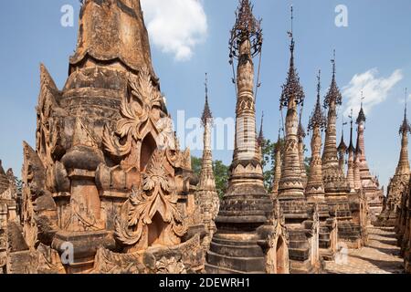 Stupas von Kakku, Inle Lake Area, Staat Shan, Myanmar, Asien Stockfoto