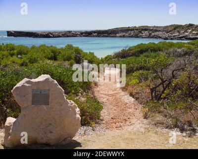 Fußweg zum Strand von Dynamite Bay, Green Head, Western Australia. Stockfoto